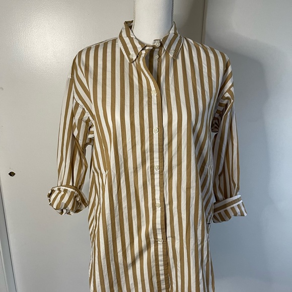 JCrew Classic-fit washed cotton poplin shirt in stripe size 6 - Picture 3 of 10